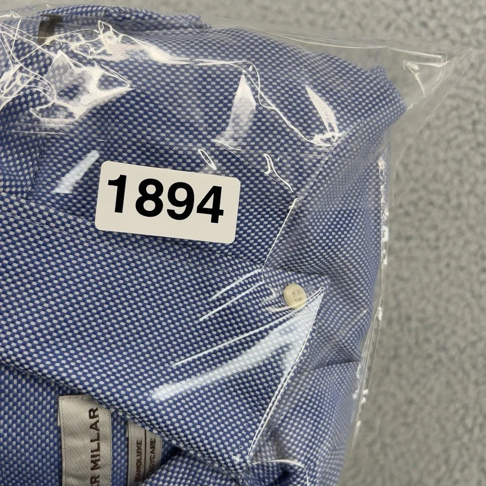 Peter Millar Long Sleeve  Button Down Mens Nanoluxe Easycare Sz Large Blue - Picture 14 of 14